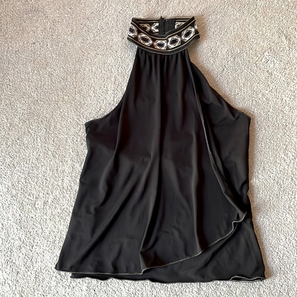 Studio M wrap front graphic necklace choker halter neck top petite small - Picture 1 of 4